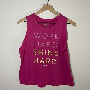 Reebok Word Hard Shine Hard Tank // Pink